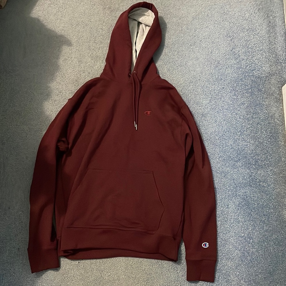 Mens burgundy champion hoodie